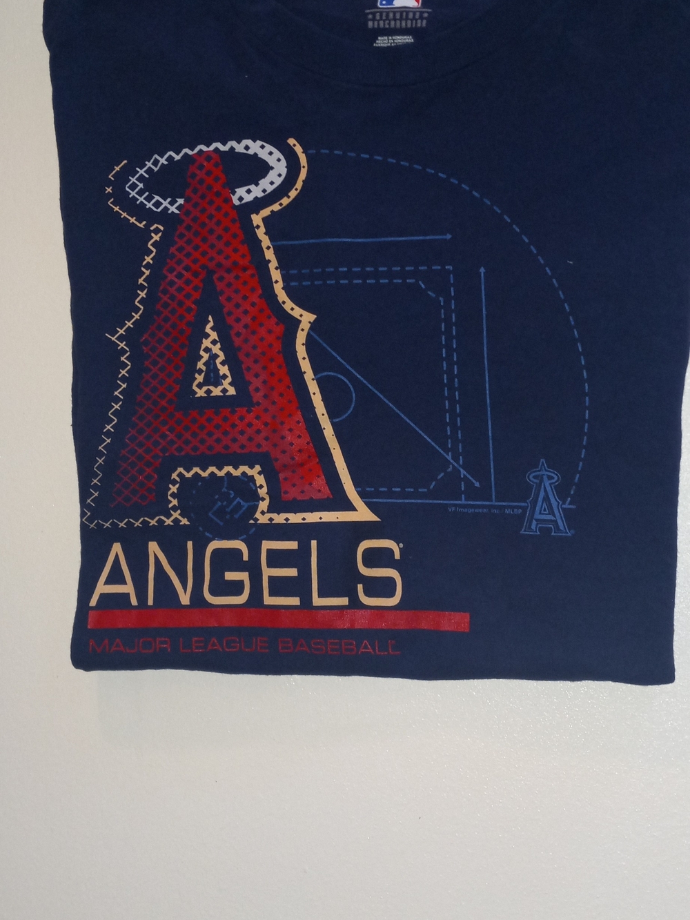 Genuine Merchandise Navy Los Angeles Angels Graphic Tee with Red & Cream Accents